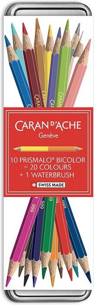 Caran d'Ache Prismalo Giftbox met 10 potloden=20 kleuren en een waterkwast limited edition