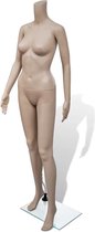 Verstelbare Etalagepop (Incl Anti Stof doekjes)  Vrouw zonder hoofd met glazen voet 161 cm Beige - Paspop vrouw - Etalage figuur - Buste - Mannequin