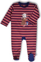 Woody - Unisex Romper, rood-blauw gestreept