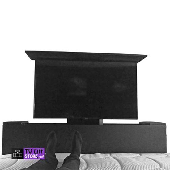 Voetbord met tv lift tot 49 inch 200x85x25 Zwart kunstleer Showmodel