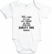 Rompertjes baby met tekst - Yes, i know it's 2 a.m. - Romper wit - Maat 74/80