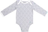 BiNKi - Baby romper lange mouw grijze pinguïn print met zachte en makkelijke sluiting - onesie - 100% organisch katoen - GOTS - maat 86/92