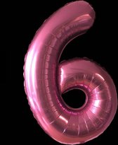 Ballon – Folie ballonnen cijfers – Verjaardags ballon – Cijfer 6 – Roze - 97cm – 1 stuk