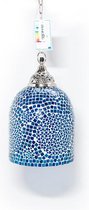 Hanglamp - blauw - glas - mozaïek - 22cm Ø - 1 x 60 Watt E27- Marokkaanse lamp - oosterse lamp - Zenique