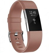 Fitbit Charge 2 siliconen bandje |Bruin / Brown |Square patroon | Premium kwaliteit | Maat: M/L | TrendParts