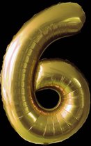 Ballon – Folie ballonnen cijfers – Verjaardags ballon – Cijfer 6 – Goud - 97cm – 1 stuk