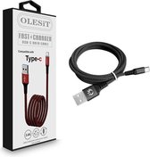 Olesit Type-C USB C Fast Charge 3.4A - Oplaadkabel - Veilig laden - Data Sync & Transfer - Voor o.a. Samsung Tab A 10.1 2019 / iPad Pro 11 Inch  - 1.5M Zwart