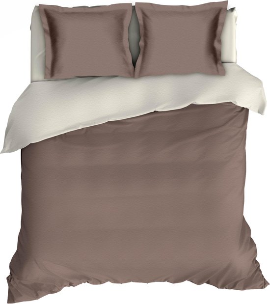 Warme Flanel Dekbedovertrek Uni Taupe/Ecru | 140x200/220 | Heerlijk Zacht En Soepel | Ideaal Tegen De Kou