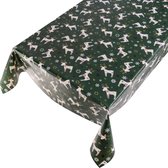 Tafelzeil Xmas Deer Groen -  140 x 250 cm - Groen tafellaken - Tafelkleed plastic - Voor buiten en binnen - Verschillende maten - Geleverd in een koker