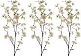 Bellatio Flowers & Plants - 3x Witte Sakura/kersenbloesem kunsttakken kunstplanten 112 cm - Kunstplanten/kunsttakken - Kunstbloemen boeketten