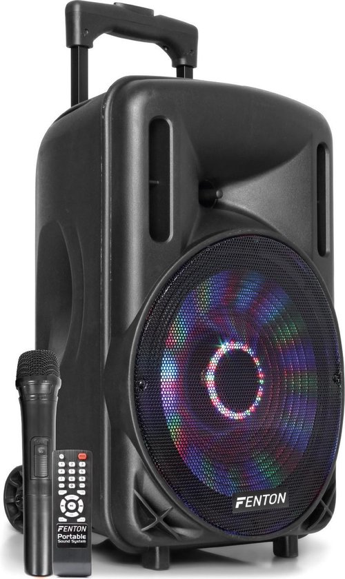 bol.com | Fenton FT10LED 450W mobiele accu speaker met Bluetooth, draadloze  microfoon en LED...