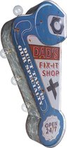 Signs-USA - Light up! Dubbelzijdig Dad Fix-it vintage marquee uithangbord met bulb lampen - 31 x 8 x 61 cm