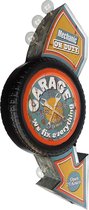 Signs-USA - Light up! Dubbelzijdig Garage vintage marquee uithangbord met bulb lampen - 30,5 x 8 x 66,5 cm