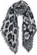 Dames wintersjaal Freaky Leopard|Lange shawl|Extra dikke kwaliteit|Zwart grijs glitter