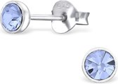 Joy|S - Zilveren petit 4 mm oorbellen blauw kristal Sterling zilver 925