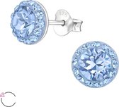 Joy|S - Swarovski blauw classic rond oorbellen 8 mm Sterling zilver 925