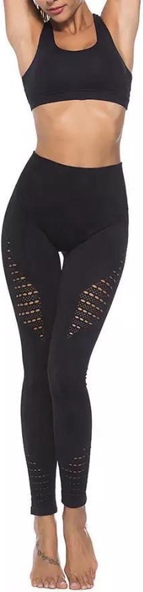 Fitness/Yoga legging - Highwaist - Fitness legging - sport legging Stretch - squat proof - Zwart - Large van Merkloos — afbeelding 2