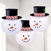 Amscan Lampion Sneeuwpop 30 Cm Papier Wit/zwart 3 Stuks