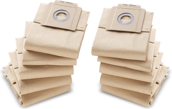 10 Papieren Stofzuigerzakken - papieren filterzakken voor Kärcher Professional T7/1 (eco!efficiency), T9/1 (BP), T10/1, T10/1 (Adv / Eco!efficiency) - 6.904-333.0