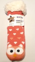 gevoerde sokken Kat Roze/Roze huissokken met antislip mt 27-31