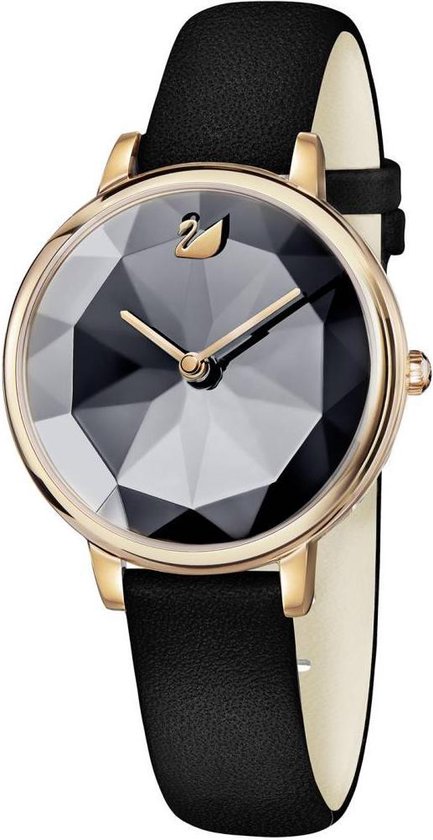 Swarovski Crystal Lake Watch, Leather strap, Black, Rose gold tone 5416009