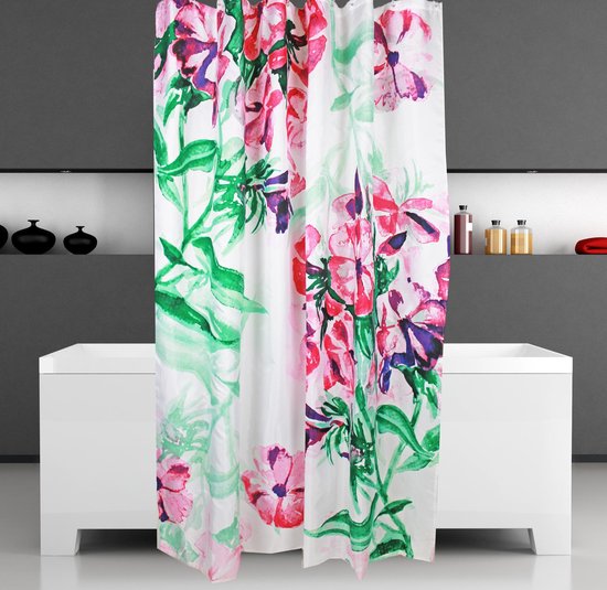 Papillon douchegordijn textiel paarse bloem 180(b)x200 cm