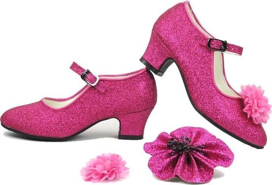Prinsessen hakken Schoenen Roze Glitter - maat 33 | bol.com
