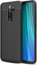 Xiaomi Redmi Note 8 Pro Hoesje TPU Met Leren Textuur Zwart