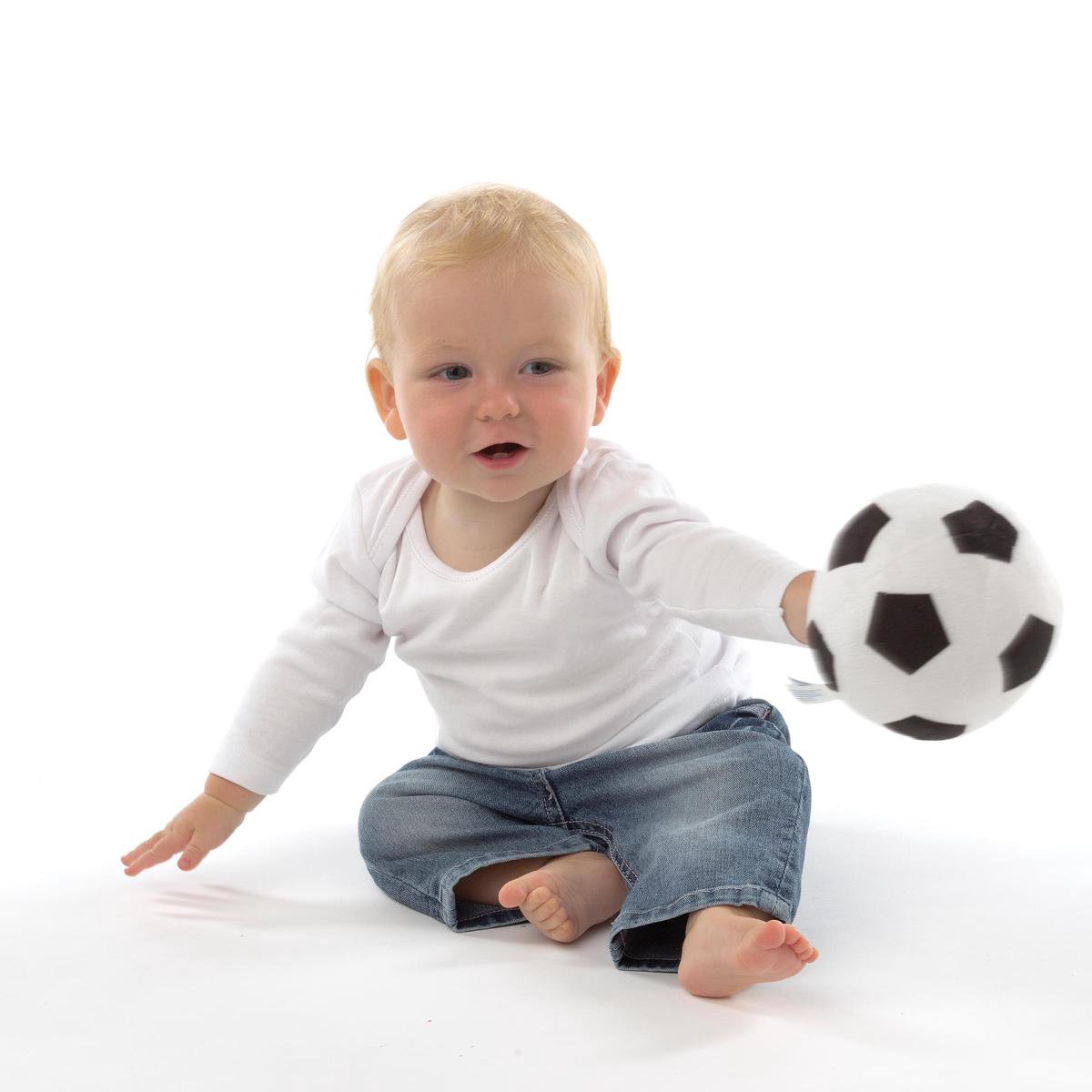 Playgro Baby Pluche Voetbal - Mijn eerste bal - Baby bal - Baby speelgoed - Voetbal Baby - Zachte Baby bal - Rammelaar Baby - Baby bal - Baby Speelgoed - Educatief baby speelgoed - Rammelaar - Zwart Wit - Belletje - 13cm — afbeelding 12