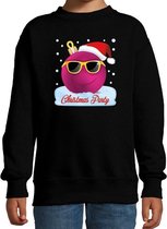 Foute kersttrui / sweater Christmas party zwart voor meisjes - coole kerstbal - kerstkleding / christmas outfit 12-13 jaar (152/164)