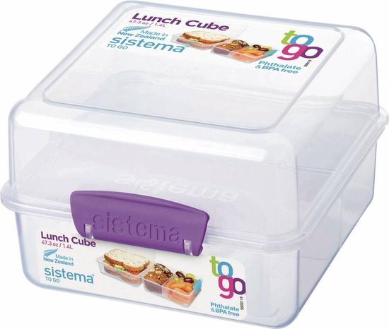Sistema Lunchbox Cube 1.4l - Transparant Paars