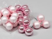 Powder Pink Combi Kerstballen - Cb. 36 Glasballen/wire Powder Pink Combi 40mm