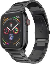 Geschikt voor Apple Watch bandje 42 / 44 / 45 mm - Series 1 2 3 4 5 6 7 SE - Smartwatch iWatch horloge band - 42mm 44mm 45mm - Fungus - RVS metaal - Zwart - Schakel