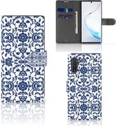 Geschikt voor Samsung Galaxy Note 10 Hoesje Flower Blue