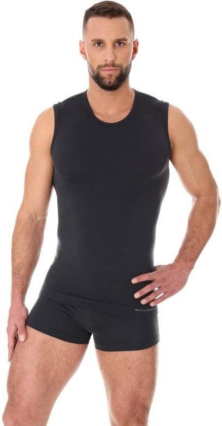 Brubeck Comfort | Sous-vêtements pour hommes - Maillot de corps sans manches sans couture avec laine mérinos - Graphite - M