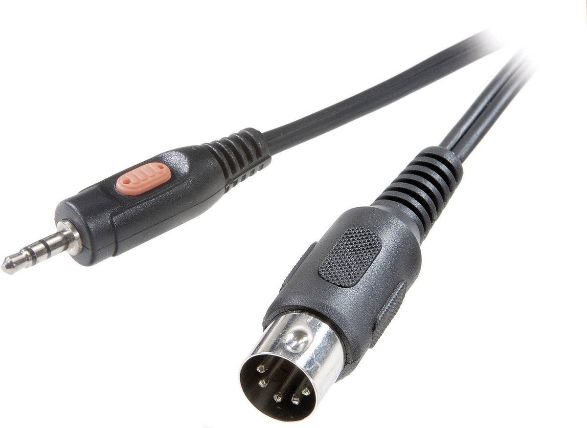 Speaka Professional Din-Aansluiting / Jackplug Audio Aansluitkabel [1X Diodestekker 5-Polig (Din) - 1X Jackplug Male 3.5 Mm] 1.50 M Zwart