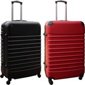 Travelerz kofferset 2 delig ABS groot - met cijferslot - 95 liter - rood - zwart