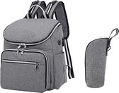 Baby luier en verzorgingstas- luier rugzak- draaglussen met klikgesp- unisex-  diaper & travel backpack bag- grijs