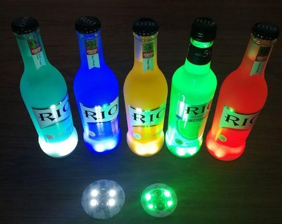 5 stuks Led onderzetters met licht - Multi-color led flessen onderzetter  met 7 kleuren... | bol.com
