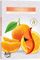 Aura - Geur Theelichtjes / Geurkaarsen / Waxinelichtjes / Scented Candles - Orange - Sinaasappel geur - 1 doosje met 6 waxinelichtjes