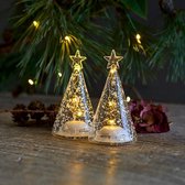 Sirius-Glazen kerstboom Romantic met LED lampjes - set 2 stuks