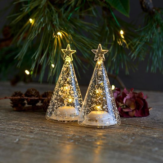 consultant Booth Spookachtig Sirius-Glazen kerstboom Romantic met LED lampjes - set 2 stuks | bol.com