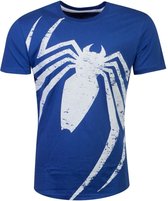 Marvel Spiderman Heren Tshirt -XL- Acid Wash Spider Blauw