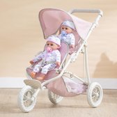 Teamson Kids Dubbel Poppenwagen Voor Babypoppen - Accessoires Voor Poppen - Kinderspeelgoed - Roze/Grijs/Polka Dot