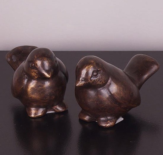 Bronzen beeldjes, set dikke mussen brons
