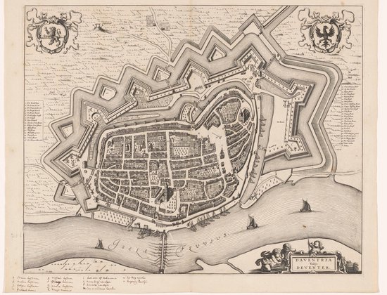 Poster Historische Kaart Deventer - Plattegrond - 1649 - A3 - 30x42 - Oude Kaart - De Ijssel
