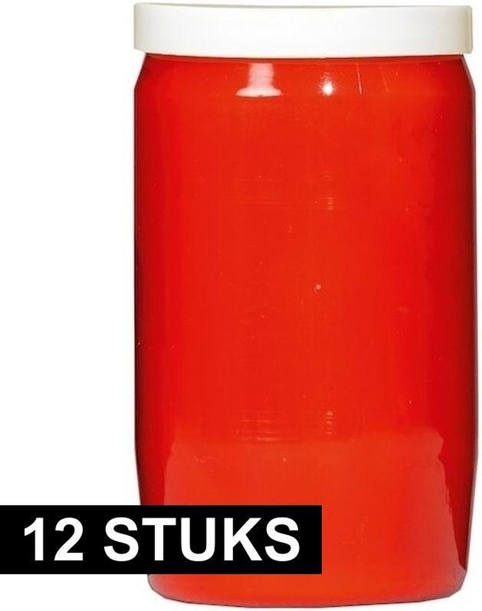 SPAAS Grafkaars/gedenklicht - 12x - rood - 7 x 15 cm - 6 dagen brandtijd