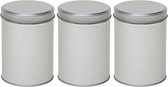 3x Boîtes de rangement rondes argentées / boîtes de rangement 13 cm - Dosettes de café / tasses à café argentées boîtes de rangement - Boîtes de rangement