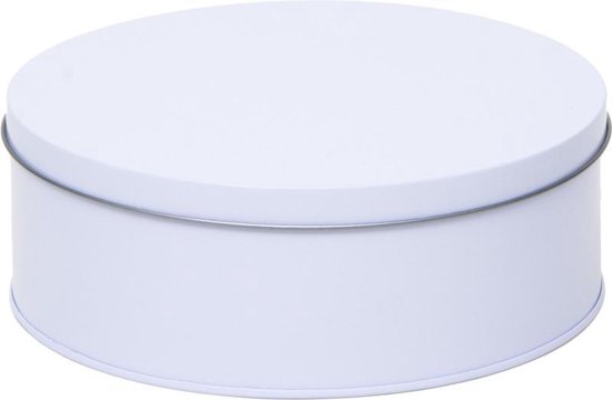 Boîte à biscuits ronde blanche / Boîte de rangement 18 cm - Boîtes de conservation / boîtes à biscuits blanches - Boîte à bonbons / boîtes à biscuits