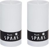 2x Witte rustieke cilinderkaarsen/stompkaarsen 7 x 13 cm 60 branduren - Geurloze kaarsen - Woondecoraties